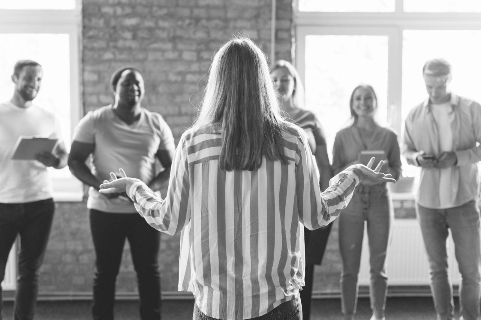 Successful business launch celebration with team